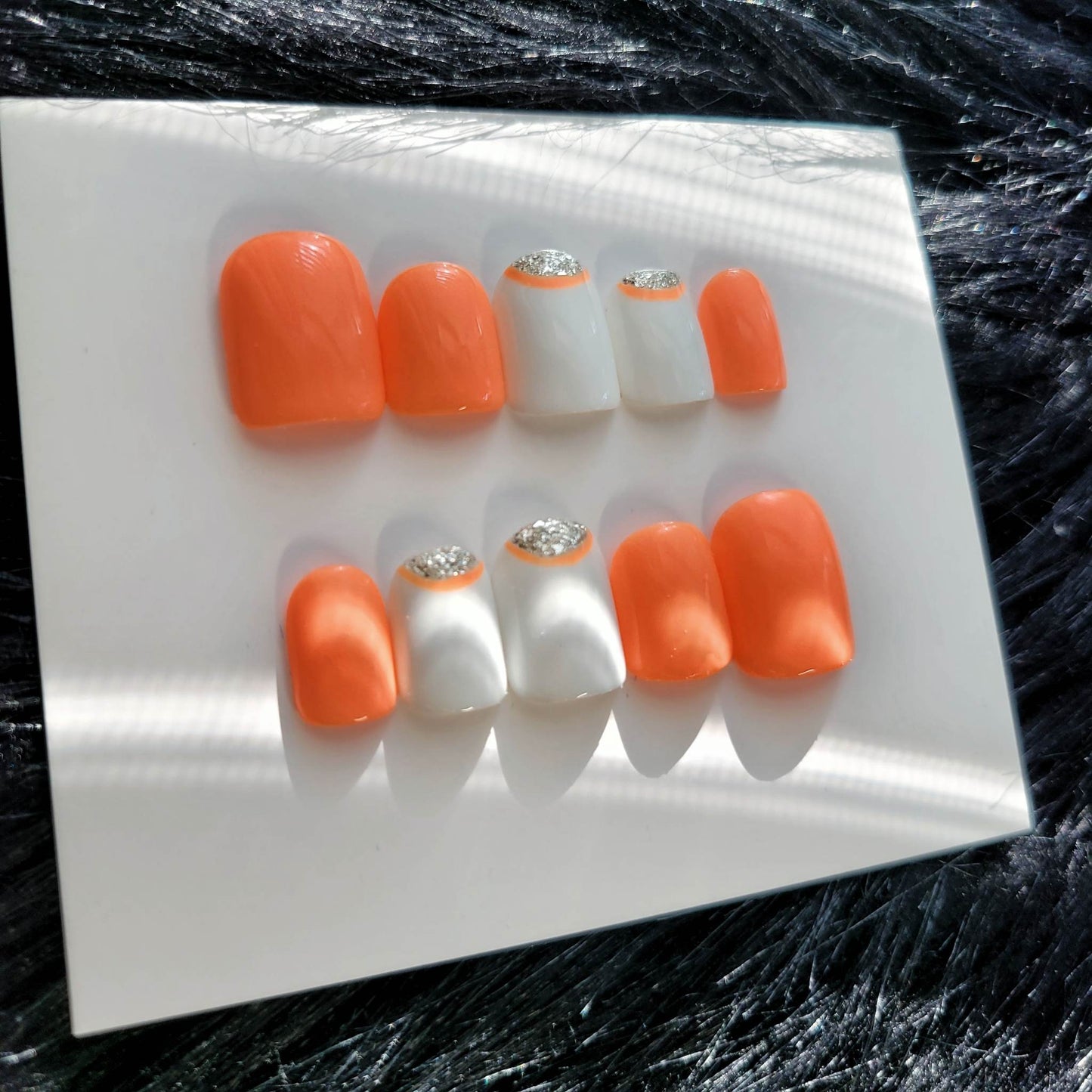 Bright Orange and White w/Silver Accents