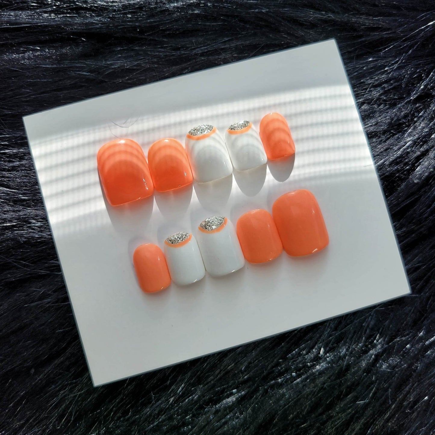 Bright Orange and White w/Silver Accents